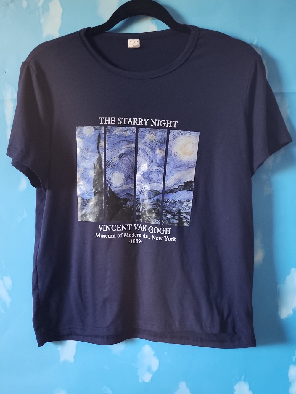 SHEIN Navy Blue 'The Starry Night' Vincent Van Gogh Graphic Tee